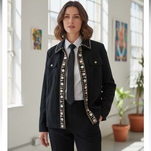 BASIC EDITION WOMEN BLACK EMBELLISHED JACKET. SIZE 3X PLUS SIZE HOBO STYLE. NWOT